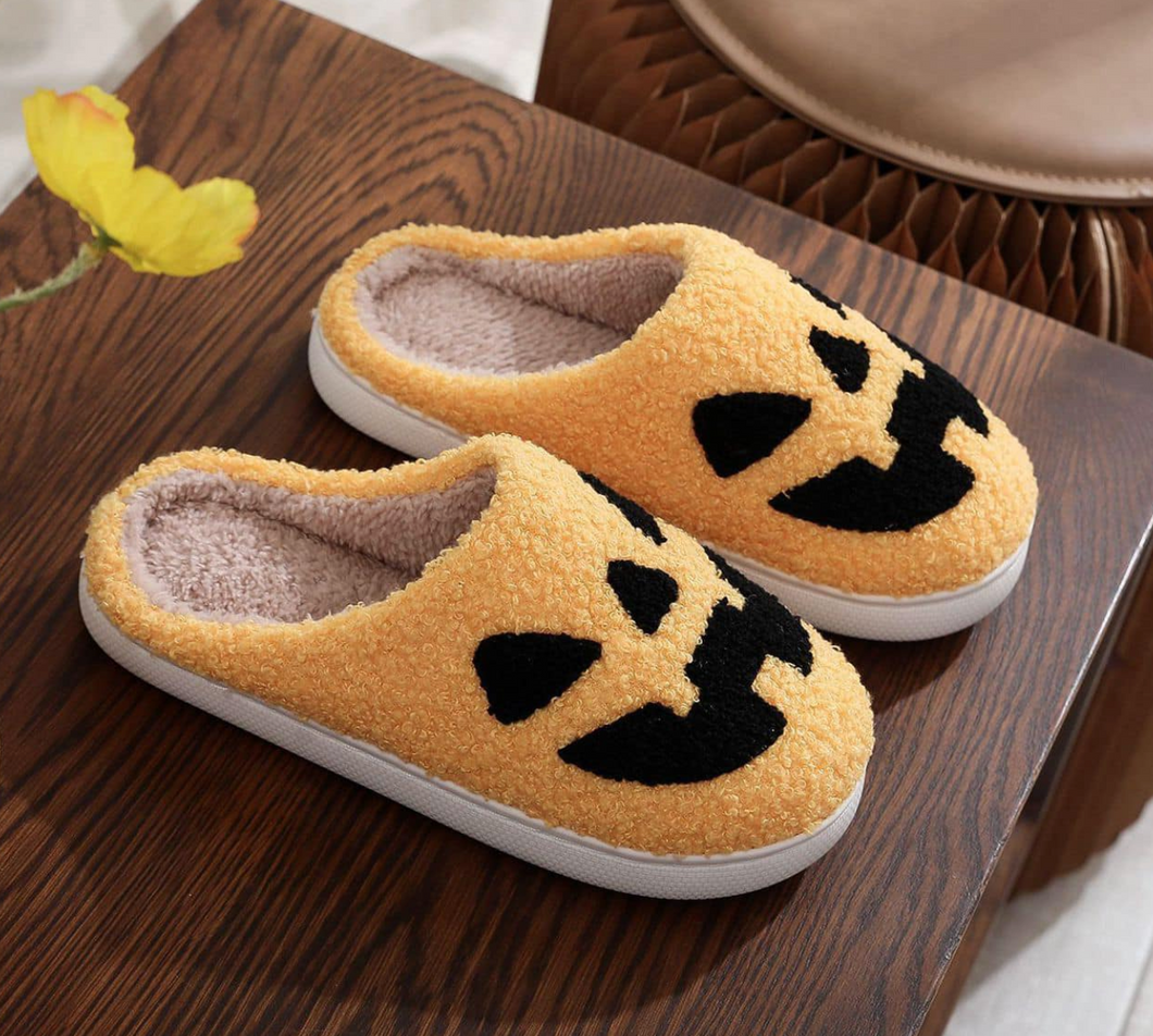 Orange Pumpkin Slippers (Size 8-9)